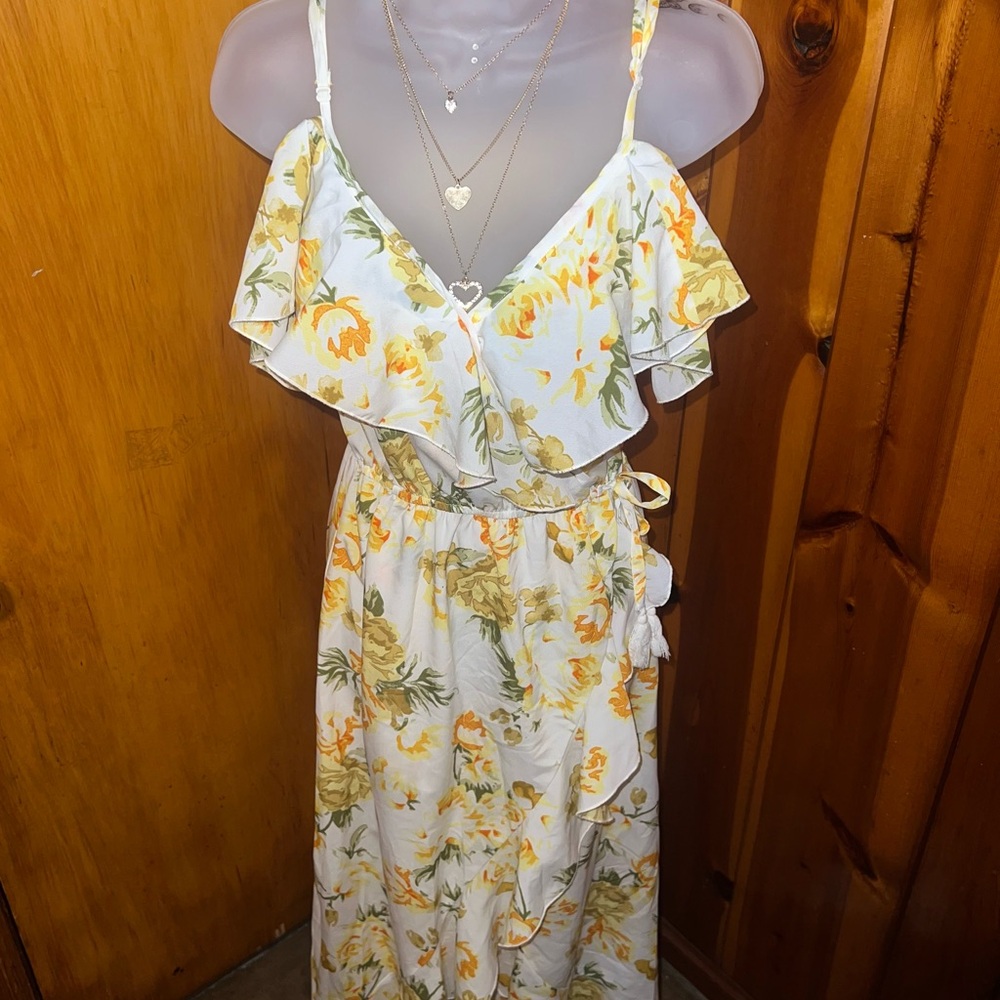 White Floral Ruffle Sundress